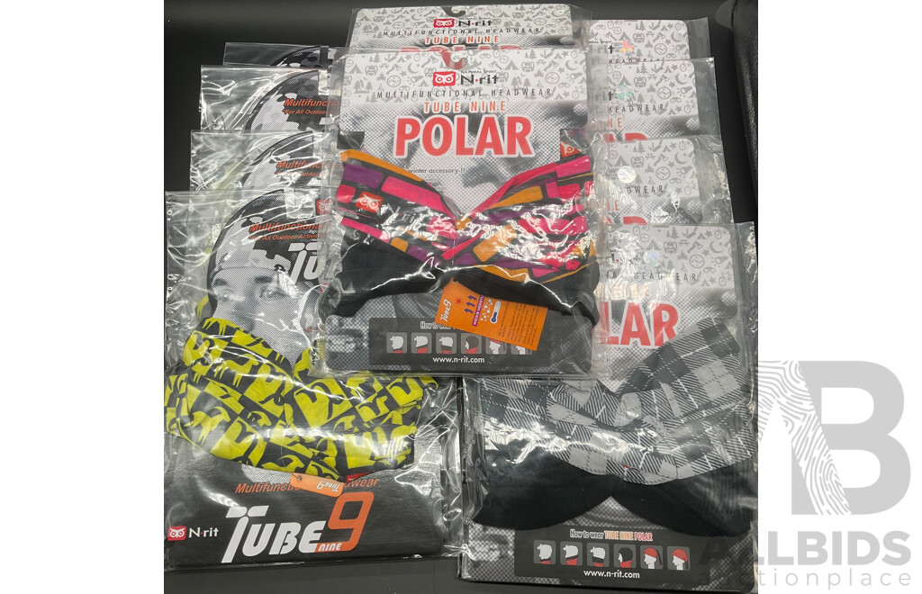 N-rit Tube 9 Original Multifunctional Headwear - Headband/Neck Warmer - Lot of 21