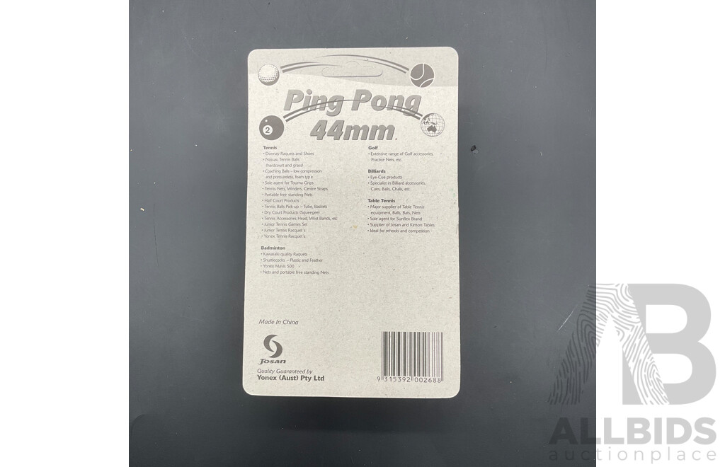 Ping Pond 44mm Balls (Four Pack, White) - Lot of 48