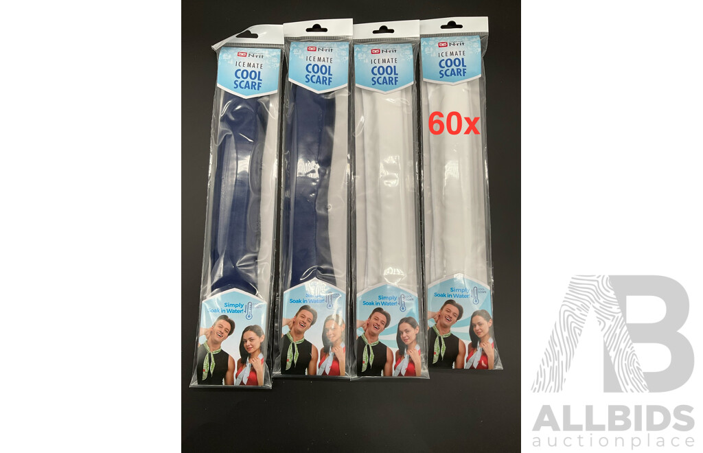 ICEMATE Cool Scarf (White and Navy) - Lot of 60