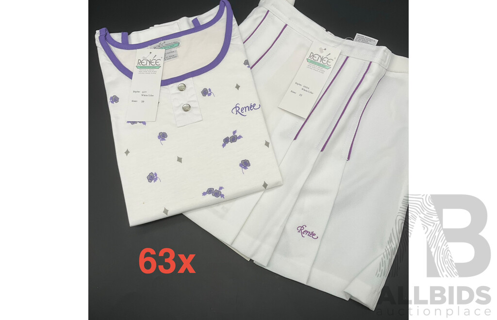 Vintage Look Renee Action Wear - White Shirt and Pleated Skirt  - Lot of 63