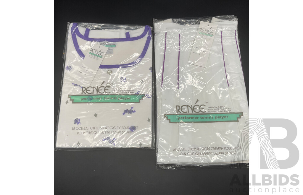 Vintage Look Renee Action Wear - White Shirt and Pleated Skirt  - Lot of 63