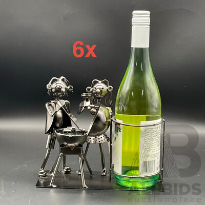 Metal ''Nuts and Bolts'' BBQ Bottle Holder Sculptures - Lot of 6