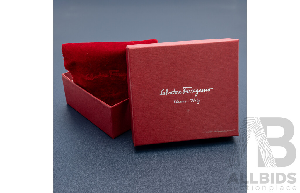 Salvatore Ferragamo Fleur Bleu Leather Wrist Band Bracelet in Original Presentation Box