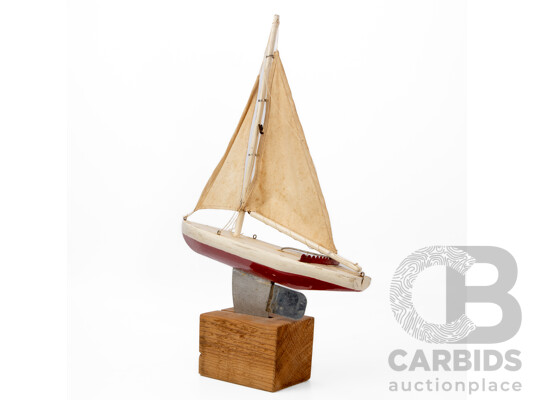 Vintage Timber Hand-Painted Pond Yacht on Bespoke Stand