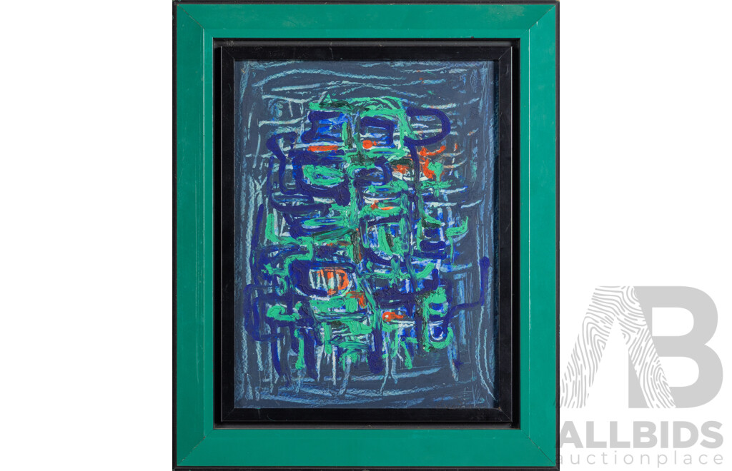 Artist Unknown, (20th Century, German), Thought Jungle, Wonderful Original Mid-Century Mixed Media Acrylic on Board, 41 x 34 cm (frame)