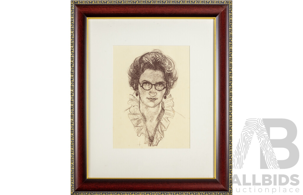 Thea Proctor, (20th Century, Australian, 1879-1966), La Poupee [The Doll],  & Self Portrait, Woodcut Print and Print After Original Lithograph, 60 x 50 cm (frames) (2)