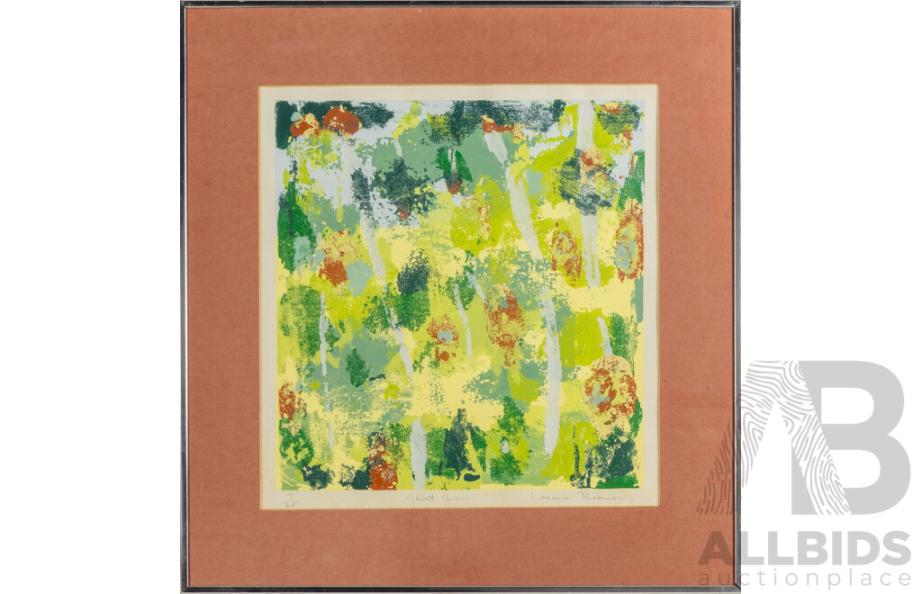 Lorraine Brown, (20th Century, Australian), Ghost Gums, Wonderful Original Vintage Editioned & Signed Lithograph, 57 x 53.5 cm (frame)