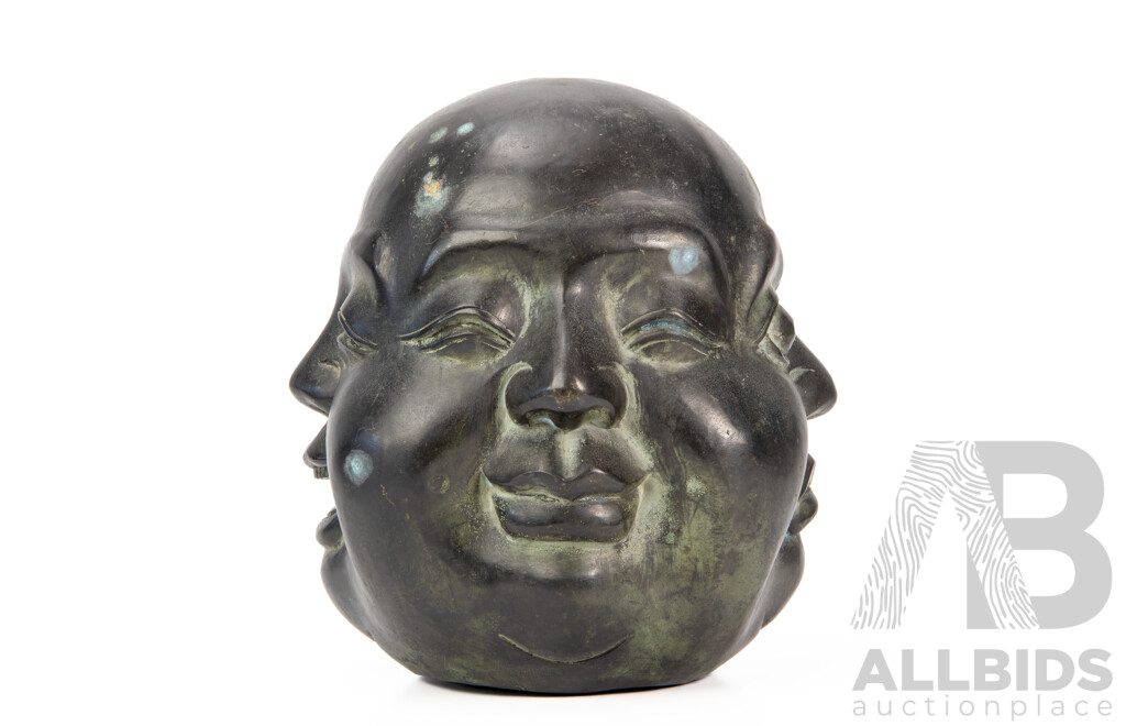 Vintage Bronze Chinese Four Faced Buddha Head