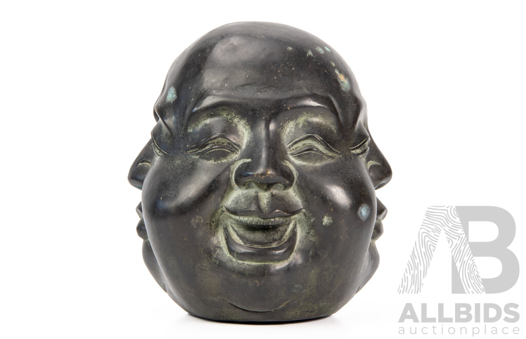 Vintage Bronze Chinese Four Faced Buddha Head