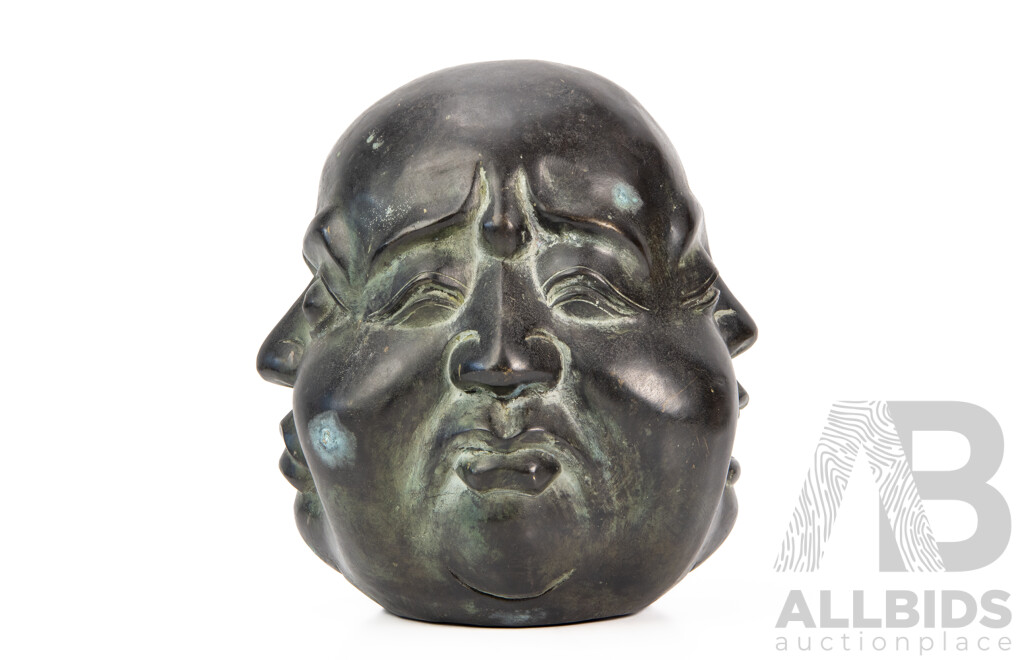 Vintage Bronze Chinese Four Faced Buddha Head