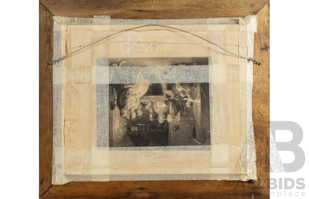 Rare Vintage Original HMV Little Nipper Advertising Photo Plate in Pressed Oak Frame