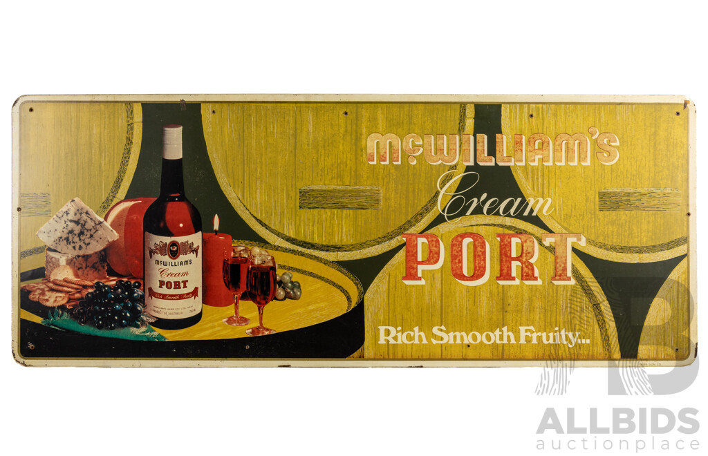 Vintage McWilliam's Cream Port Advertising Board on Masonite