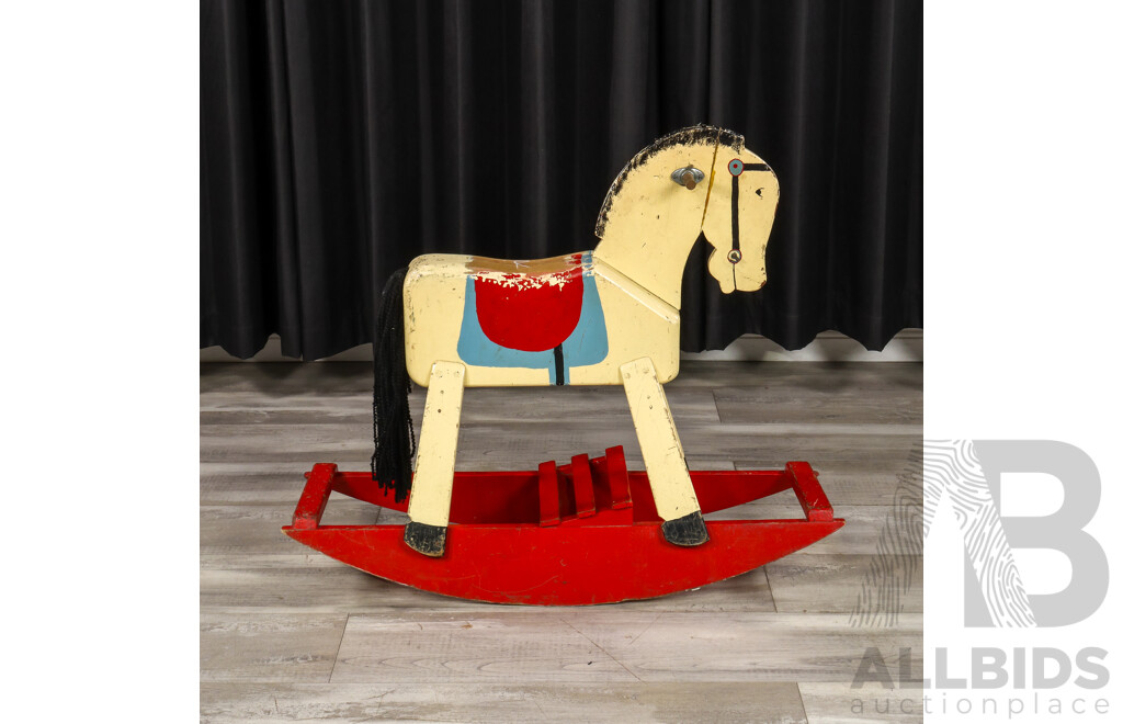 Vintage Bespoke Hand Painted Timber Rocking Horse