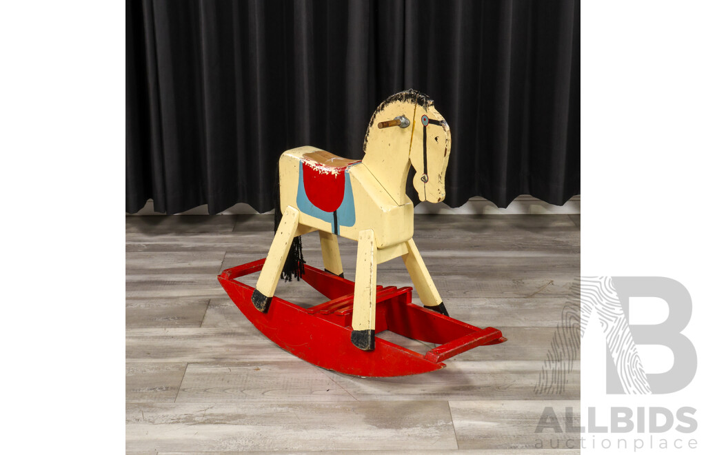 Vintage Bespoke Hand Painted Timber Rocking Horse