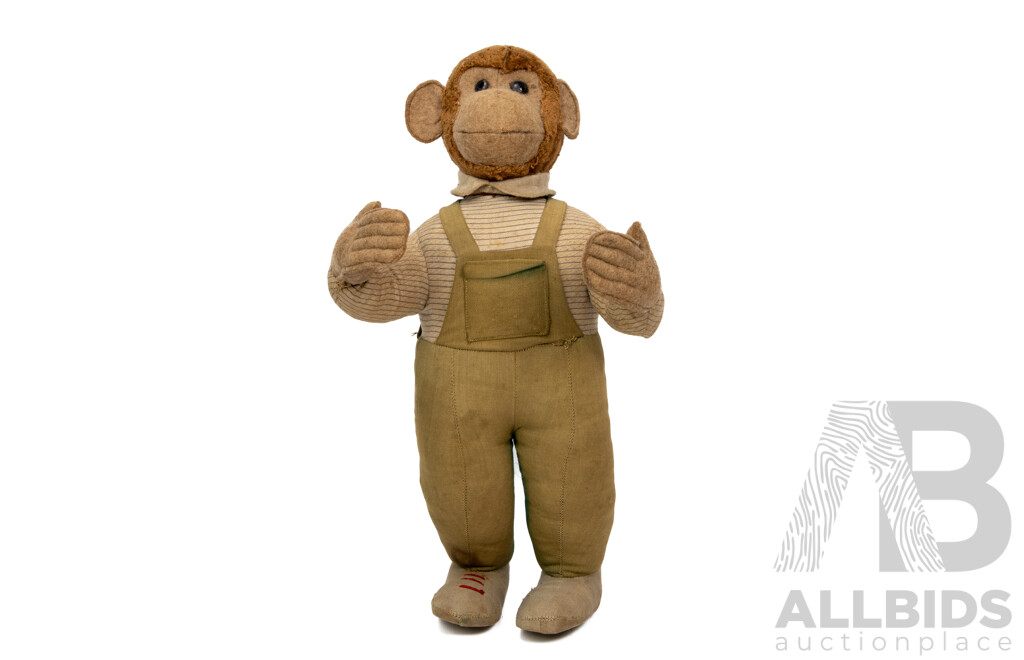 Vintage German Plush Monkey Figure by Schuco with Original Clothing