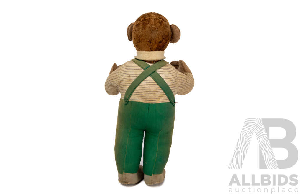 Vintage German Plush Monkey Figure by Schuco with Original Clothing