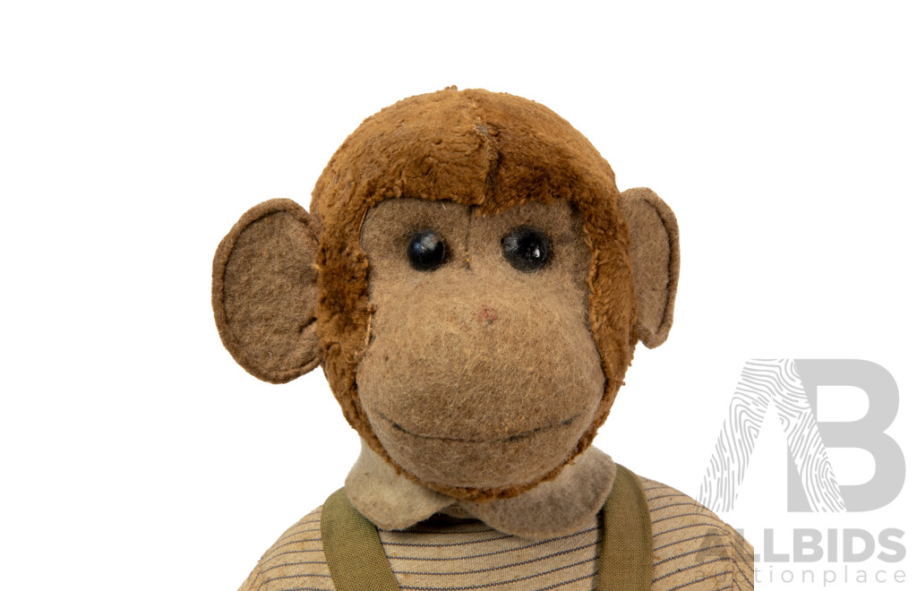 Vintage German Plush Monkey Figure by Schuco with Original Clothing