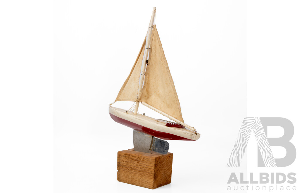 Vintage Timber Hand Painted Pond Yacht on Bespoke Stand