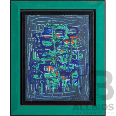 Artist Unknown, (20th Century, German), Thought Jungle, Wonderful Original Mid-Century Mixed Media Acrylic on Board, 41 x 34 cm (frame)