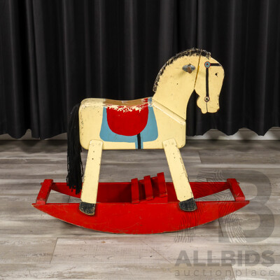 Vintage Bespoke Hand Painted Timber Rocking Horse
