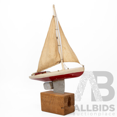 Vintage Timber Hand Painted Pond Yacht on Bespoke Stand