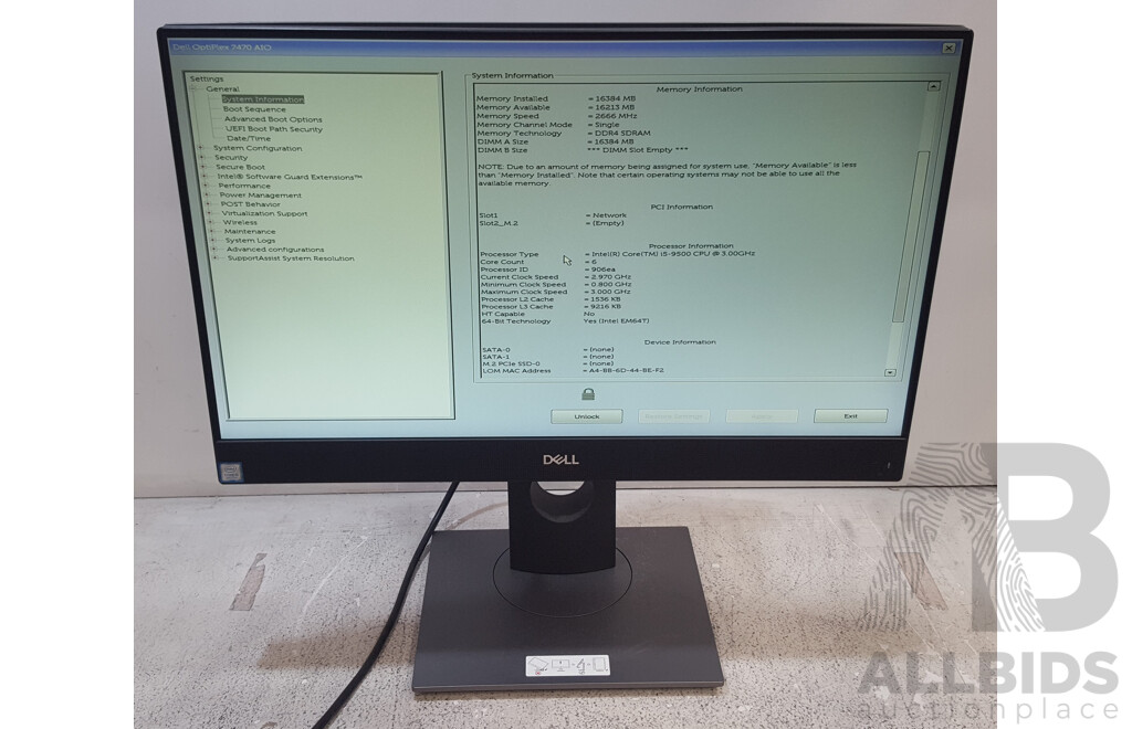 Dell OptiPlex 7470 AIO Intel Core i5 (9500) 3.00GHz-4.40GHz 6-Core CPU 23.8-Inch Touchscreen All-in-One Computer