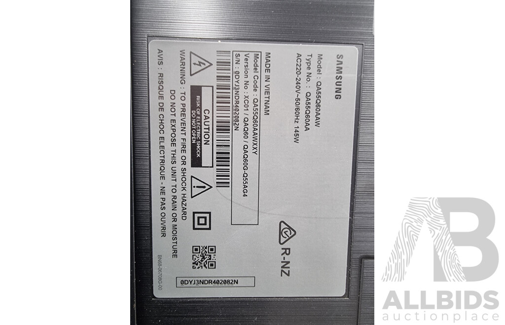 Samsung (QA55Q60AAW) 55-Inch Q60A QLED 4K Smart TV on Mobile Trolley