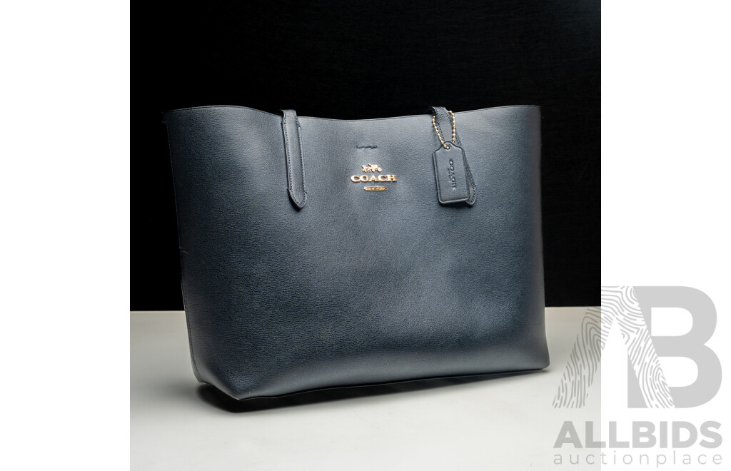 Coach Dark Navy Leather Tote Bag, No. H1890-F37871