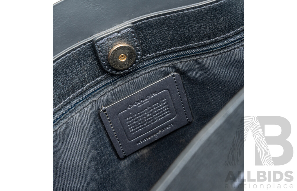 Coach Dark Navy Leather Tote Bag, No. H1890-F37871