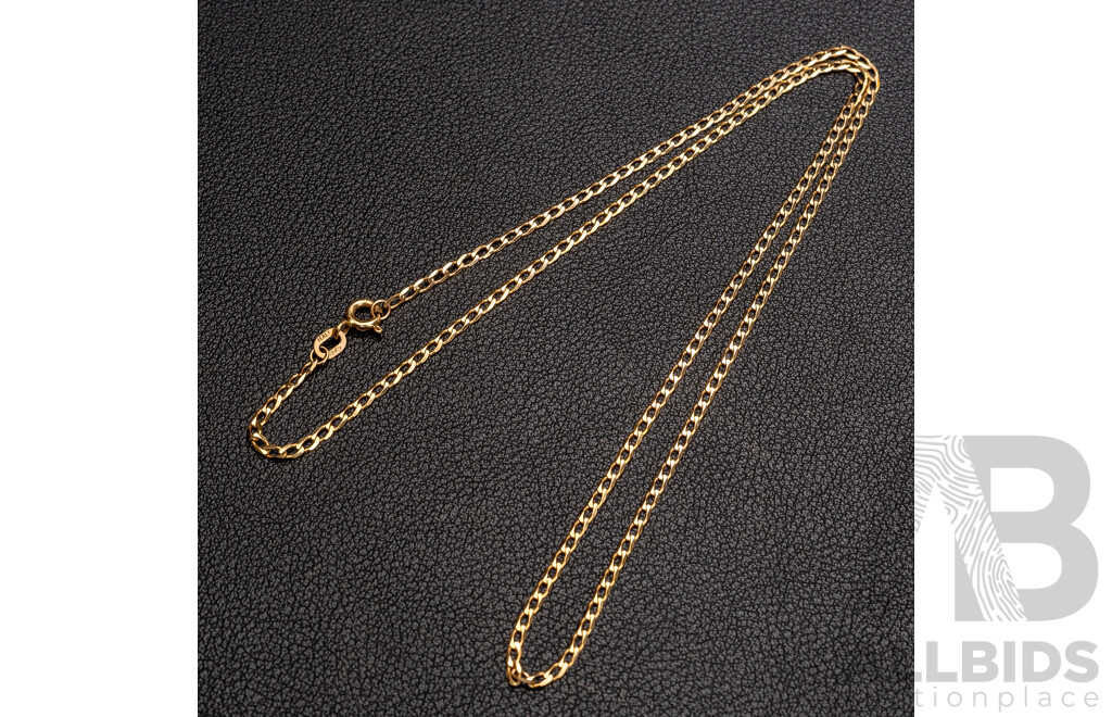 9ct Curb Link Necklace, 45cm, as New, 2.87 Grams