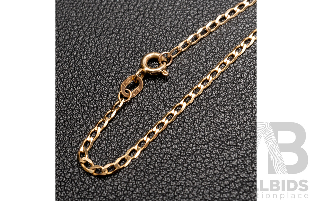 9ct Curb Link Necklace, 45cm, as New, 2.87 Grams