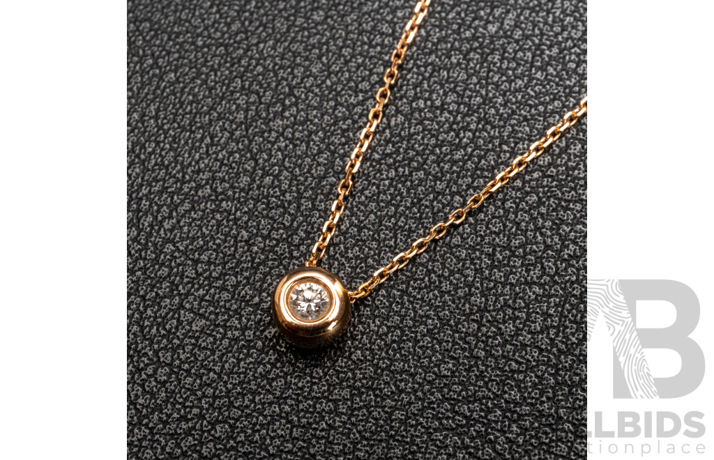 18ct Rose Gold Diamond Slider Pendant and Necklace, TDW 0.10ct, Adjustable Length 40/45cm, 2.22 Grams
