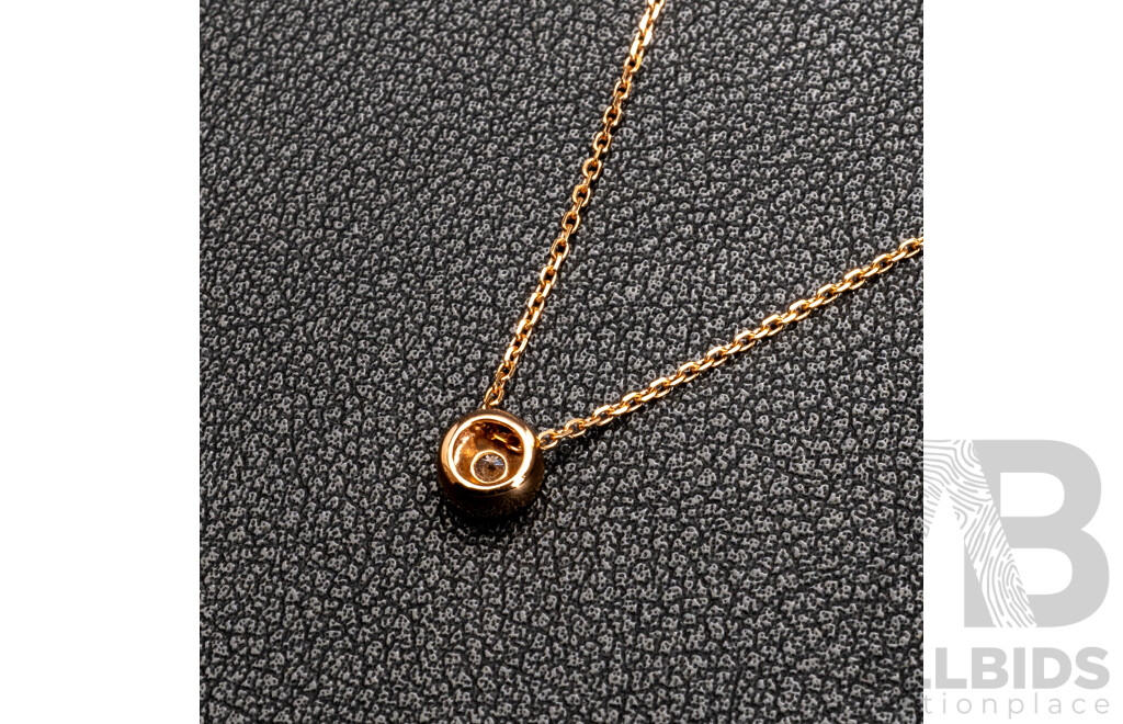 18ct Rose Gold Diamond Slider Pendant and Necklace, TDW 0.10ct, Adjustable Length 40/45cm, 2.22 Grams