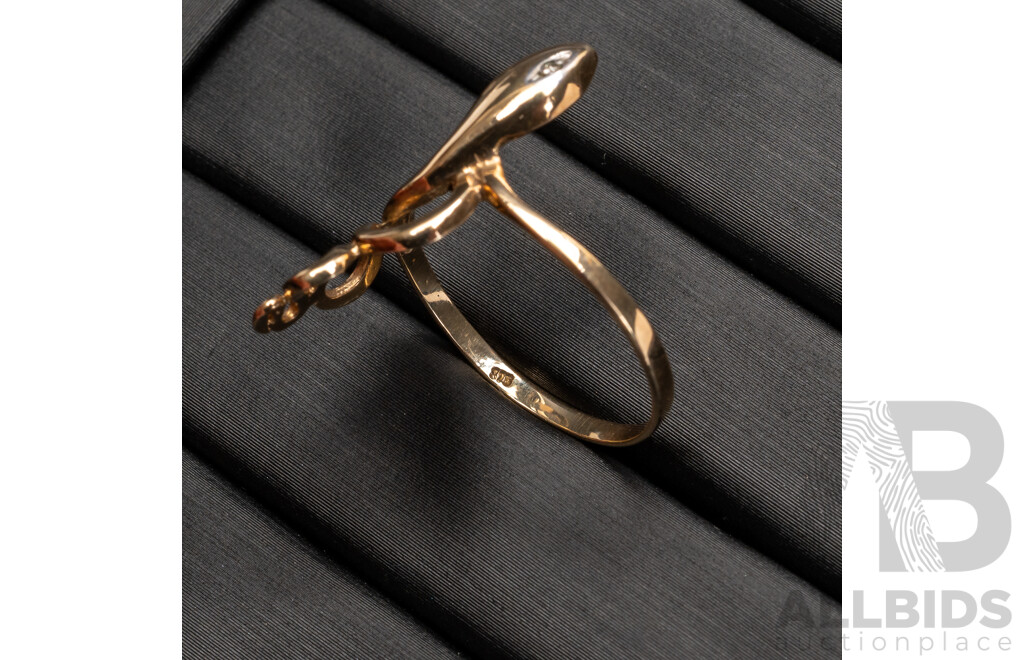 9ct Diamond Set Snake Ring, Size O, 2.00 Grams