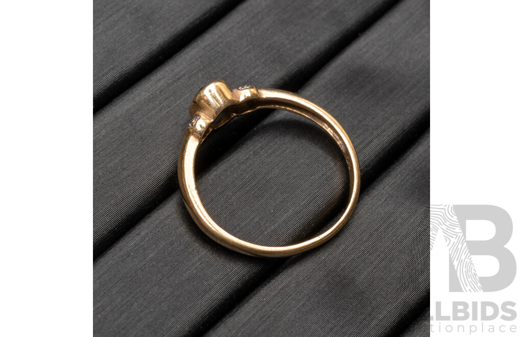 9ct Bezel Set Sapphire & Diamond Accented Ring, Size O, TDW0.01ct, 2.07 Grams