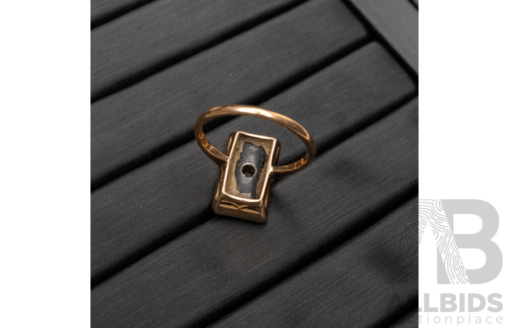 14ct Vintage Onyx & Diamond Art Deco Style Ring, TDW 0.07ct, Size L, 3.17 Grams