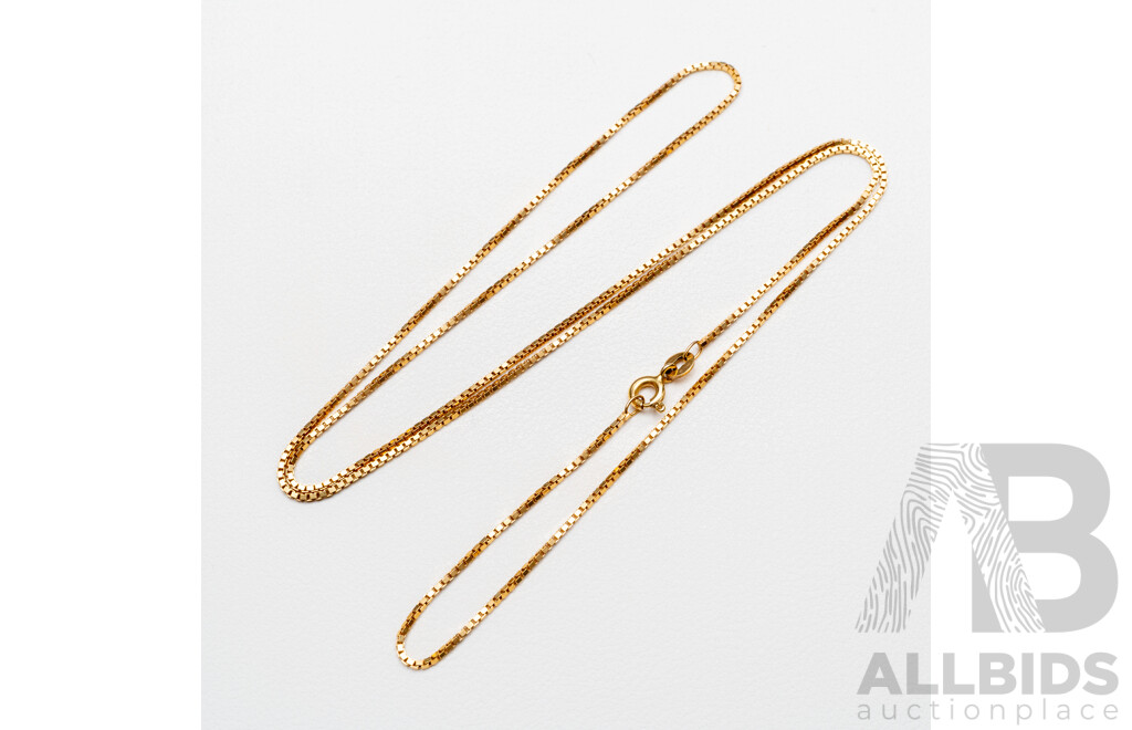 9ct Box Link Necklace, 56cm Long, 3.85 Grams