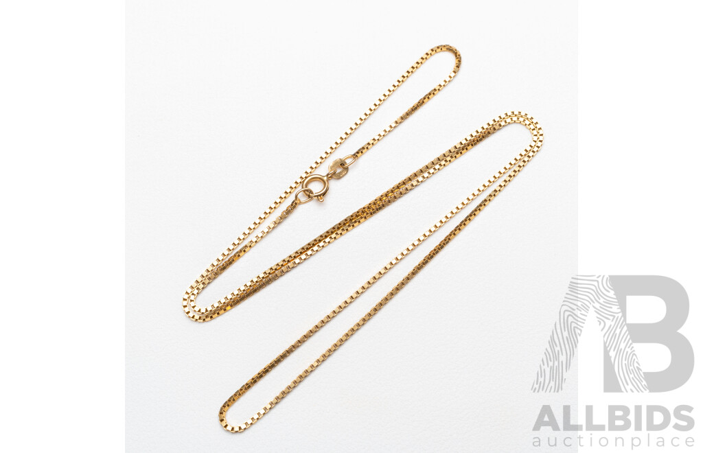 9ct Box Link Necklace, 55cm, 4.29 Grams