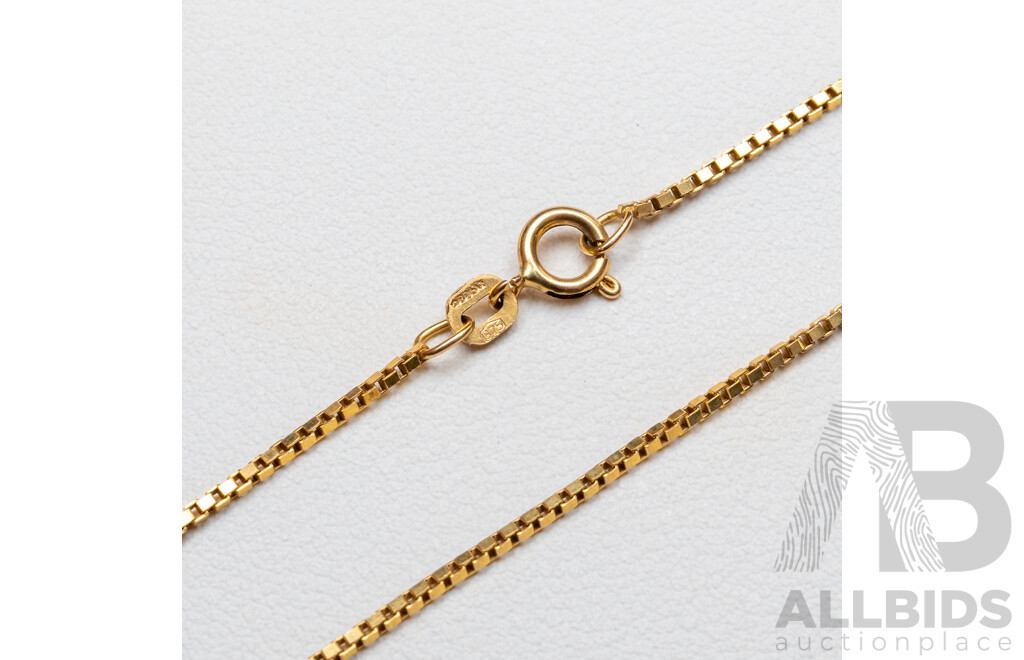 9ct Box Link Necklace, 55cm, 4.29 Grams