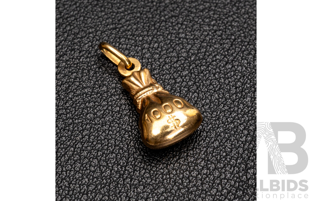 9ct Money Bag Charm, 22mm, 0.99 Grams