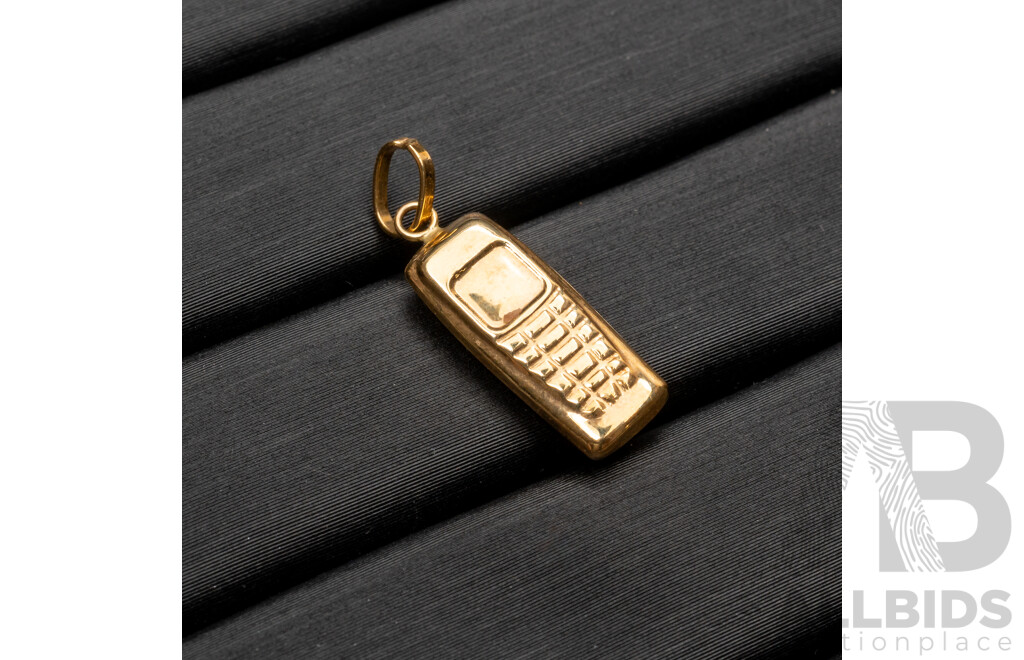 9ct Mobile Phone Charm, 15mm, 0.38 Grams