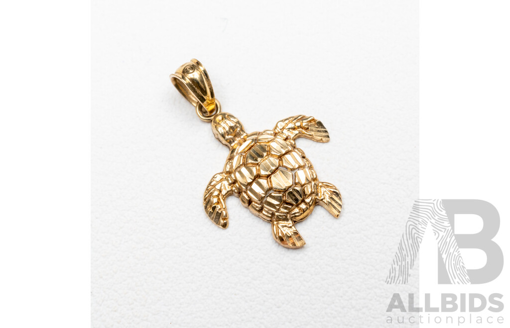 9ct Turtle Charm, 15mm, 0.66 Grams