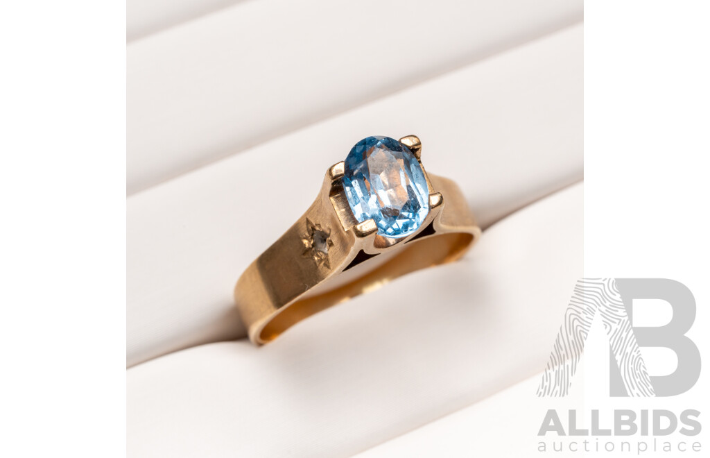 9ct Vintage Topaz Ring, Size T, 4.11 Grams