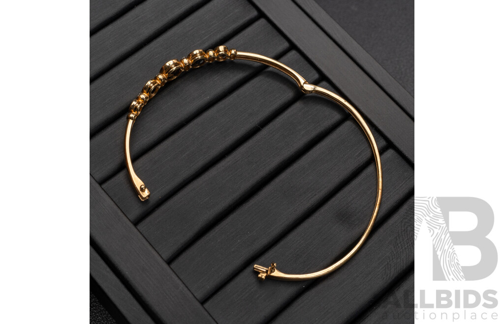 A&C 9ct Yellow Gold Sapphire & Diamond Hinged Bangle, 54mm Internal Diameter, 7.27 Grams