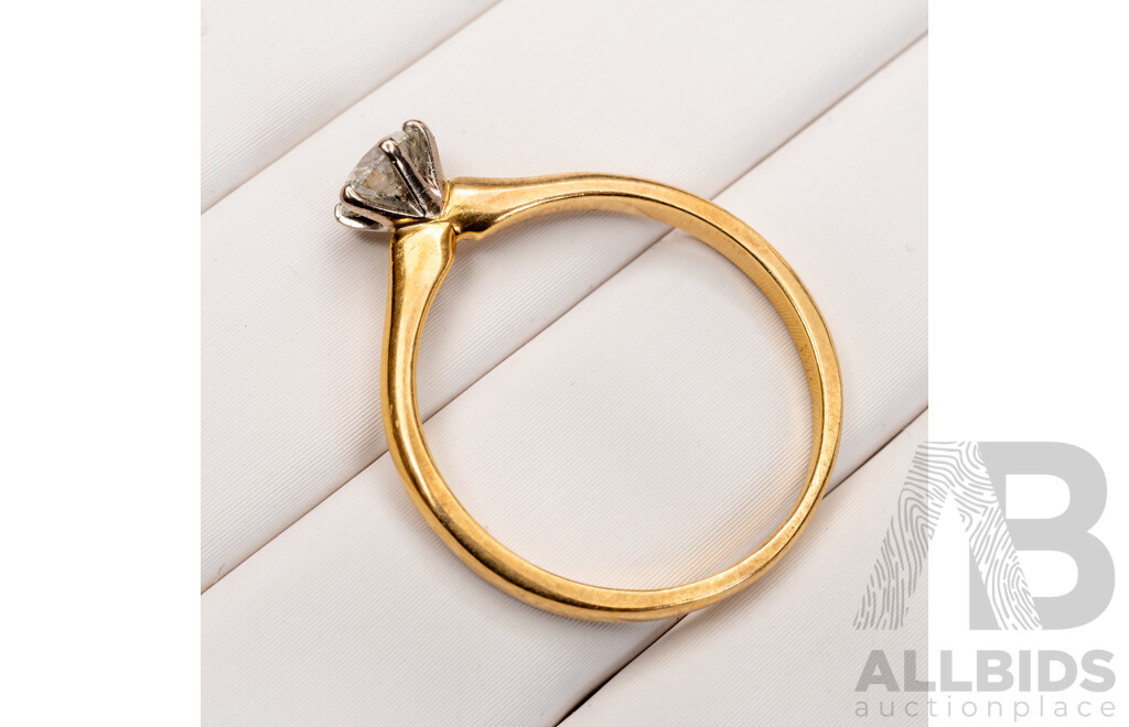 18ct Diamond Solitiare Ring, Est TDW 0.50ct, Size P, 2.76 Grams