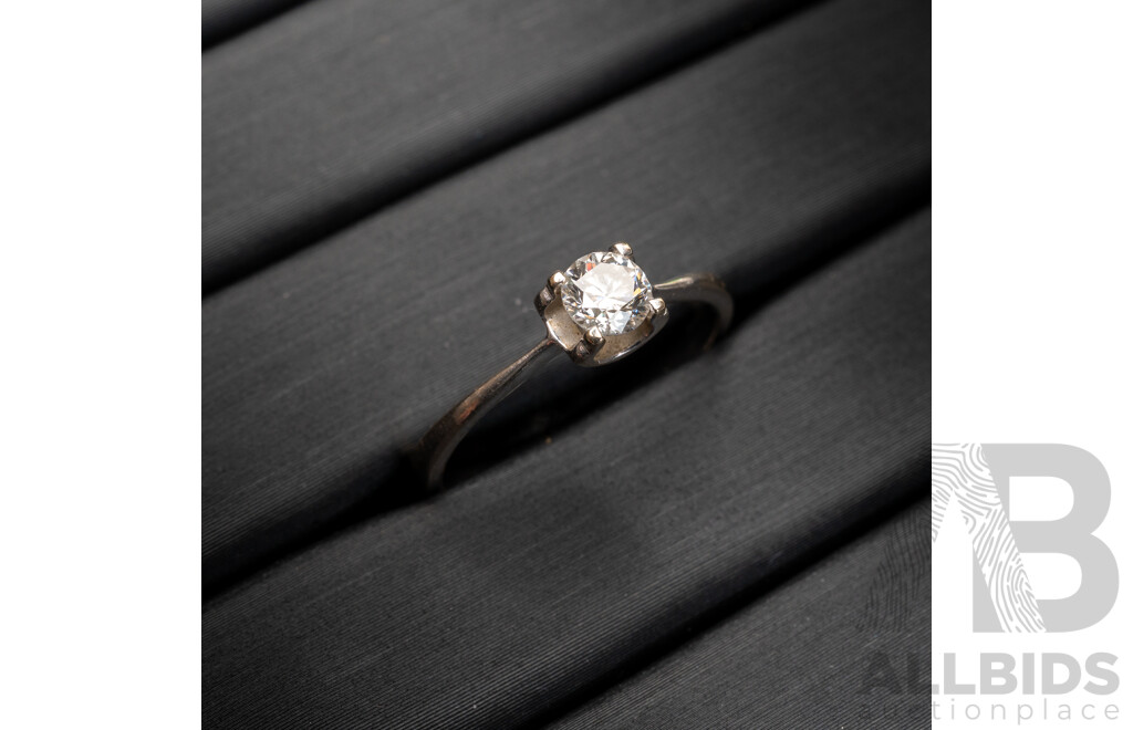 18ct Vintage Diamond Solitaire Engagement Ring, Est TDW 0.25ct, Size L, 1.78 Grams