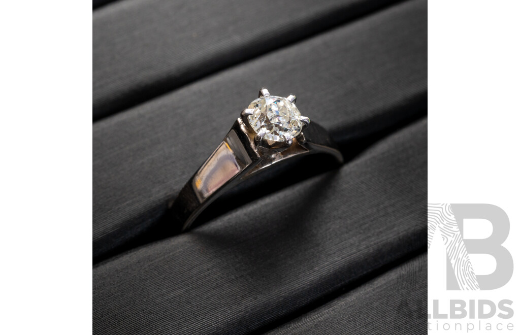 18ct White Gold Old Cut Diamond Solitaire Engagement Ring, Est TDW 0.35ct, Size M, 3.52 Grams