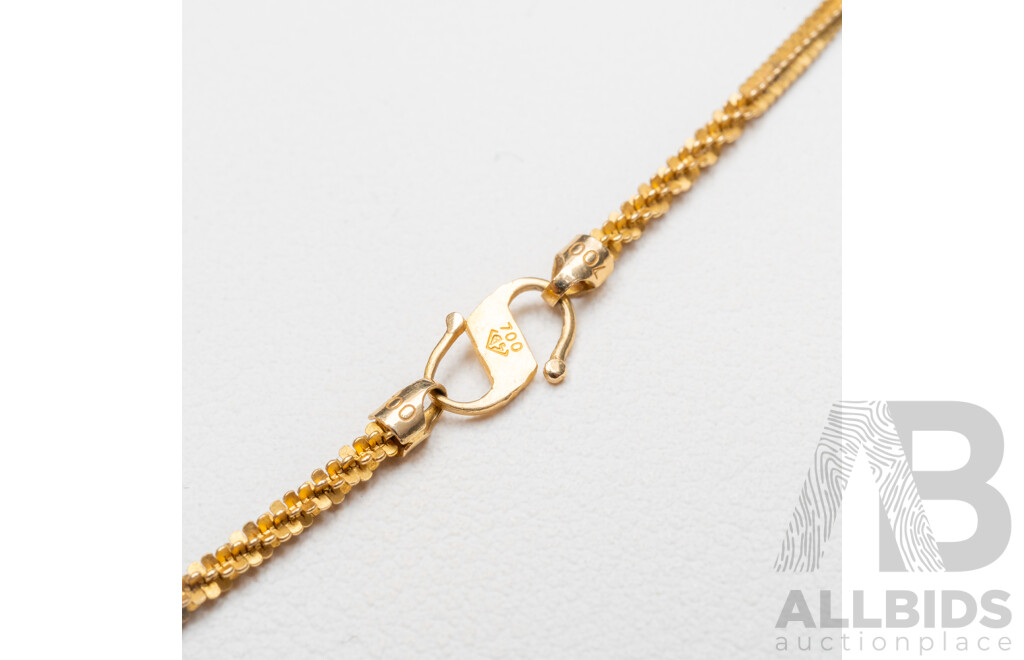 18ct Ornate Patterned Snake Chain Necklace, 60cm Long, with Hook Clasp, Asian Origin, 6.97 Grams