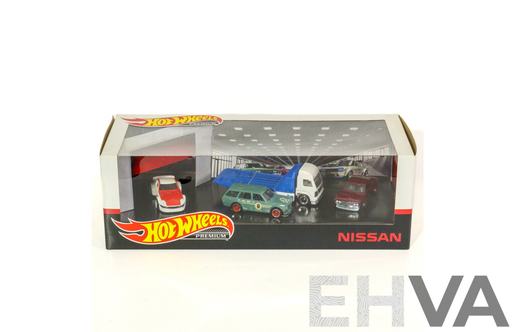 Boxed Hot Wheels Premium Retro Nissan/Datsun Four Vehicle Set