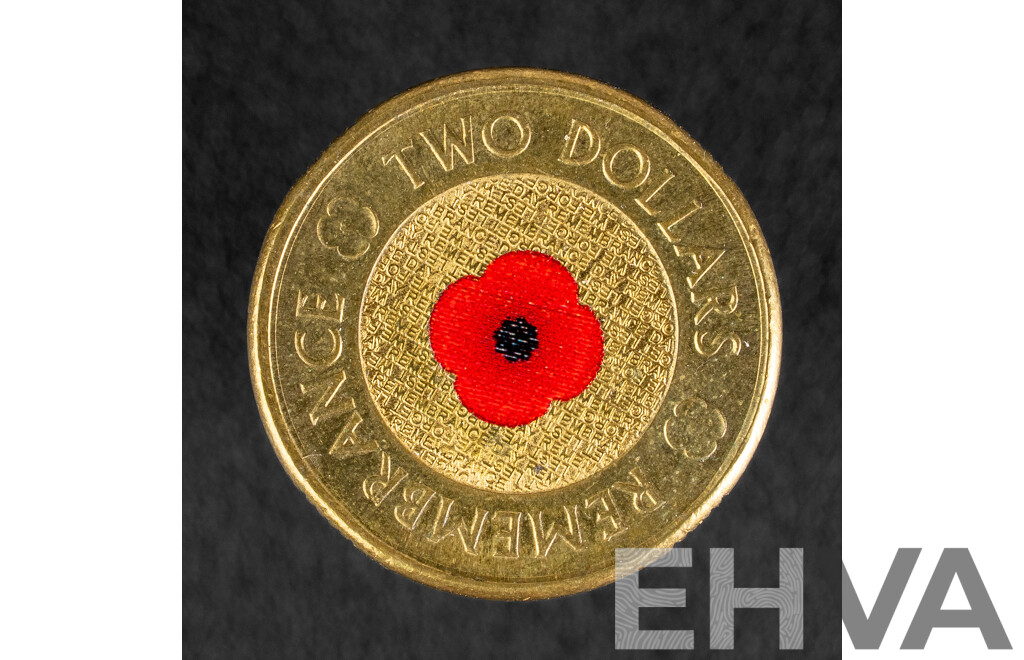 Australian 2012 Two Dollar Coin, Remembrance 'Red Poppy'